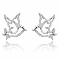 Vogel set met oorbellen en ketting in zilver