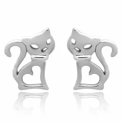Kat set met oorbellen en ketting in zilver