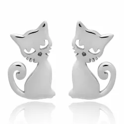 Kat set met oorbellen en ketting in zilver