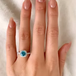 Elegant blauwe zirkoon ring in zilver