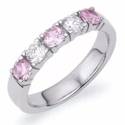 eenvoudige roze zirkoon mémoire ring in zilver