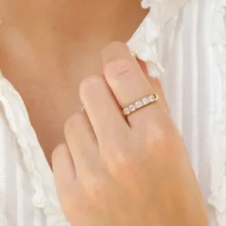 witte zirkoon mémoire ring in verguld sterlingzilver