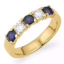 elegant blauwe zirkoon mémoire ring in verguld sterlingzilver