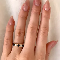 elegant blauwe zirkoon mémoire ring in verguld sterlingzilver