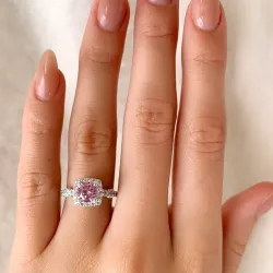 roze zirkoon ring in zilver