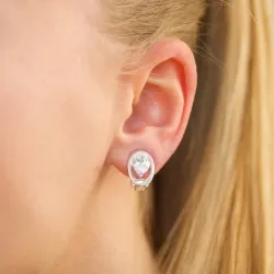 ovaal zirkoon oorclips in zilver