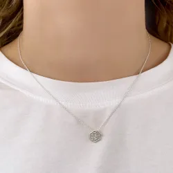 Geboorte bloem Juni roos hanger in zilver