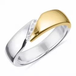 breed ring in zilver en 8 karaat goud