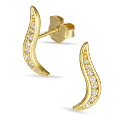 zirkoon oorbellen in verguld zilver