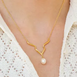 parel ketting in verguld sterlingzilver