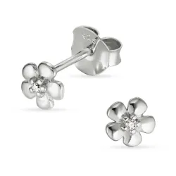 bloem oorsteker in zilver