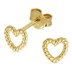 hart oorsteker in verguld zilver