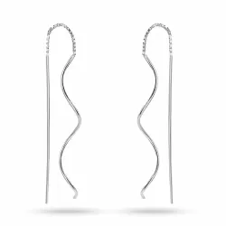 lange ketting oorbellen in zilver