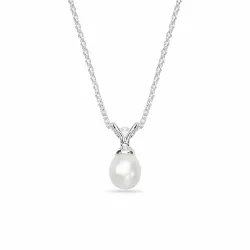 parel ketting met hanger in zilver