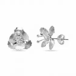 bloem oorsteker in zilver