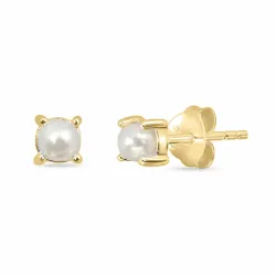 4 mm parel oorsteker in verguld zilver