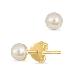 4 mm parel oorsteker in verguld zilver