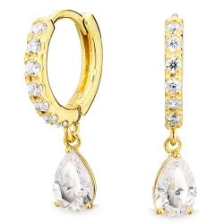 zirkoon creool in verguld zilver