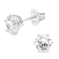 6 mm zirkoon solitaire oorbel in zilver