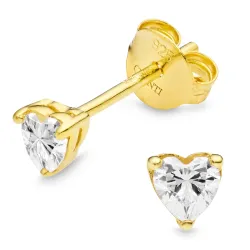 hart zirkoon solitaire oorbel in verguld zilver