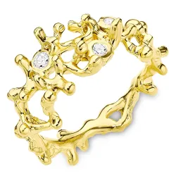 zirkoon ring in verguld sterlingzilver