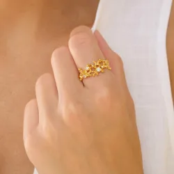 zirkoon ring in verguld sterlingzilver