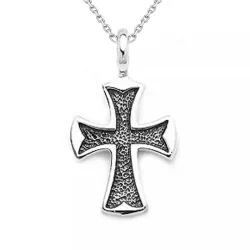 kruis ketting in zilver met hanger in geoxideerd sterlingzilver