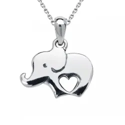 olifant ketting in zilver met hanger in zilver
