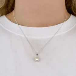 parel hanger met ketting in zilver