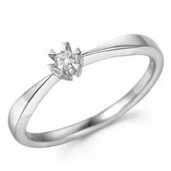 campagne - solitaire ring in 14 karaat witgoud 0,05 ct