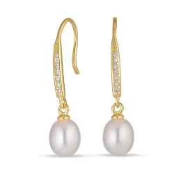 7,5-8 mm parel oorbellen in verguld zilver