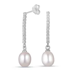 7,5-8 mm parel oorbellen in zilver