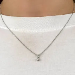 0,10 ct diamant solitaire hanger in 14 caraat witgoud 0,10 ct