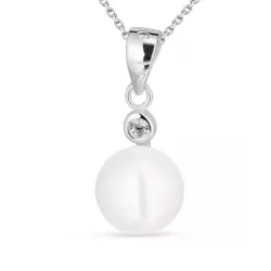 parel ketting in zilver met hanger in zilver