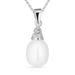 parel ketting in zilver met hanger in zilver