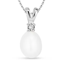 parel hanger met ketting in zilver