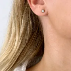 2 x 0,20 ct solitaire oorbel in 14 karaat goud met diamant 