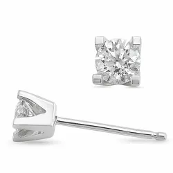 2 x 0,30 ct solitaire oorbel in 14 karaat witgoud met diamant 