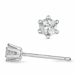 2 x 0,10 ct solitaire oorbel in 14 karaat witgoud met diamant 