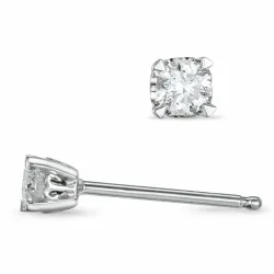 2 x 0,10 ct campagne - diamant oorsteker in 14 karaat witgoud met diamant 