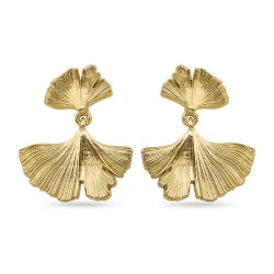 blad oorbellen in verguld sterlingzilver