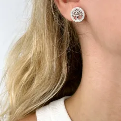 boom van het leven zirkoon oorbellen in zilver