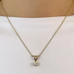 0,40 ct lab grown diamant solitaire hanger in 14 caraat goud 0,40 ct