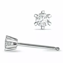 2 x 0,10 ct solitaire oorbel in 14 karaat witgoud met diamant 