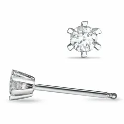 2 x 0,10 ct campagne - diamant oorsteker in 14 karaat witgoud met diamant 
