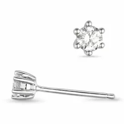 2 x 0,10 ct solitaire oorbel in 14 karaat witgoud met diamant 