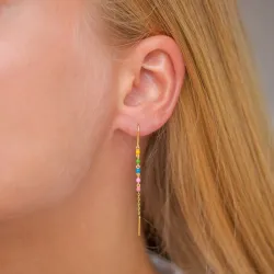 lange multikleurige emaille ketting oorbellen in verguld sterlingzilver