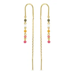 lange multikleurige emaille ketting oorbellen in verguld sterlingzilver