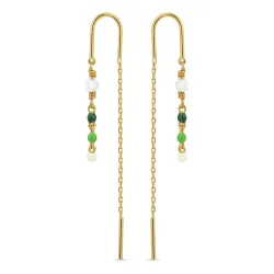 lange groene emaille ketting oorbellen in verguld sterlingzilver