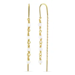 lange parel ketting oorbellen in verguld sterlingzilver
